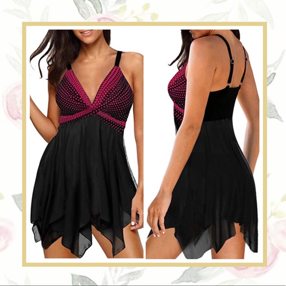 🌸 SWIM WEAR DRESS POLKA DOT PLUS MINI SWIMSUIT